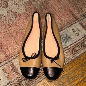 J. Crew Tan and Black Flats